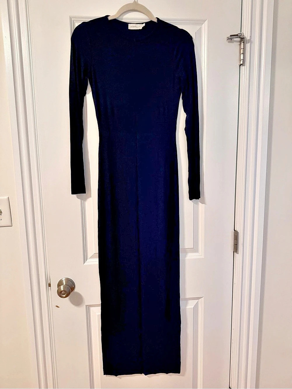 BUMPSUIT Soft Rib Maxi Long Sleeve Dress in Black Size Small NWOT